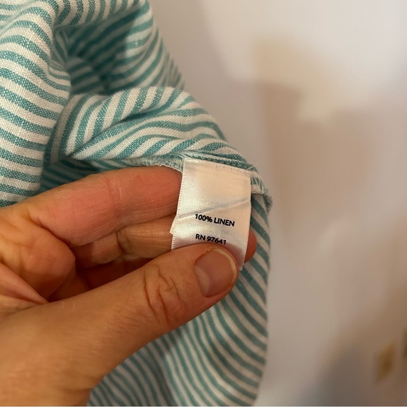 J.Jill Women's XS Extra Small Green Striped Long Sleeve Pullover Blouse Shirt - Picture 3 of 5